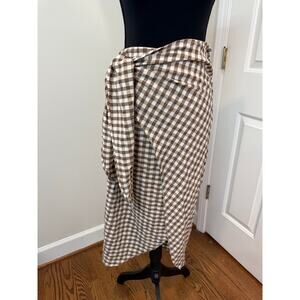 Zara Gingham Wrap Skirt in Brown and White